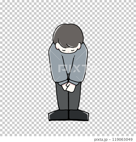 Men doing a bow Men doing a bow 119063049