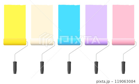 ペイントローラーでペンキを塗るイラストセット 119063084
