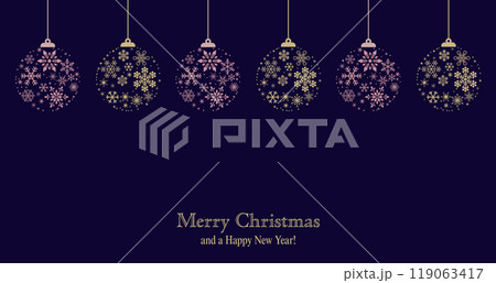 雪の結晶のクリスマスボールとクリスマスカード 119063417