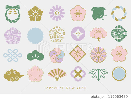 カラフルな縁起物_日本のお正月_1 カラフルな縁起物_日本のお正月_1 119063489