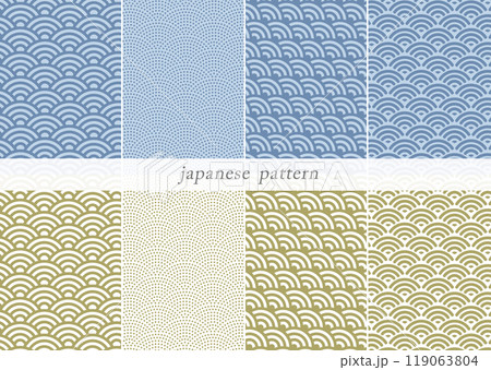 シンプルな和柄のセット_波 119063804