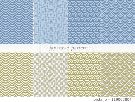 Simple Japanese pattern set_Wave Simple Japanese pattern set_Wave 119063804