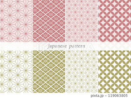 シンプルな和柄のセット_麻の葉 119063805