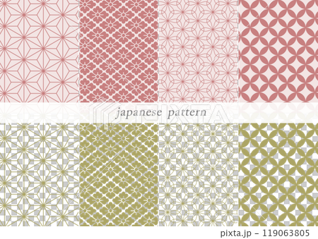 Simple Japanese pattern set_Hemp leaf Simple Japanese pattern set_Hemp leaf 119063805