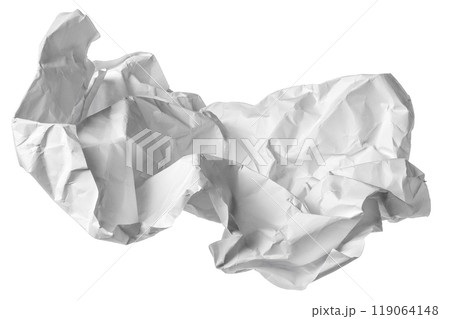 White crumpled paper ball isolated on white background White crumpled paper ball isolated on white background 119064148