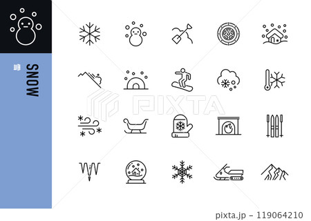雪のシンプルなラインアイコン 119064210