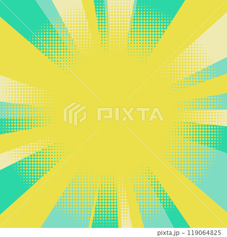 黄色と緑色のポップでカラフルな放射背景イラスト 119064825