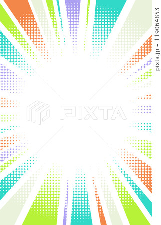 縦長のテキストスペースがあるカラフルな放射背景イラスト 119064853