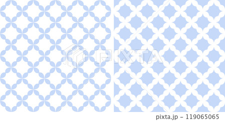 Seamless Geometric Checked Light Blue Patterns Set. 119065065