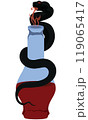 Flask with red magic potion entwined with black snake illustration 119065417