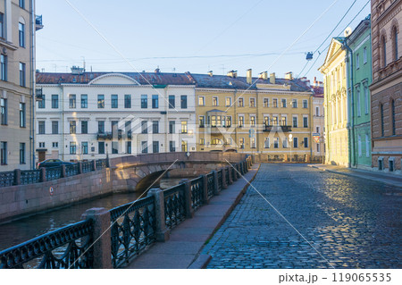 cityscape of the historical center of Saint Petersburg early in the morning, Winter Canal Embankment 119065535