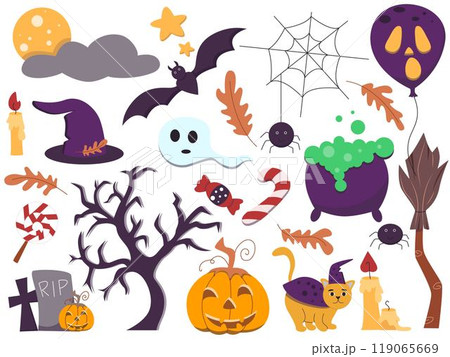 Set Halloween elements and symbols 119065669