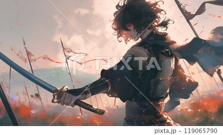 戦闘中の侍のイラスト素材 [119065790] - PIXTA