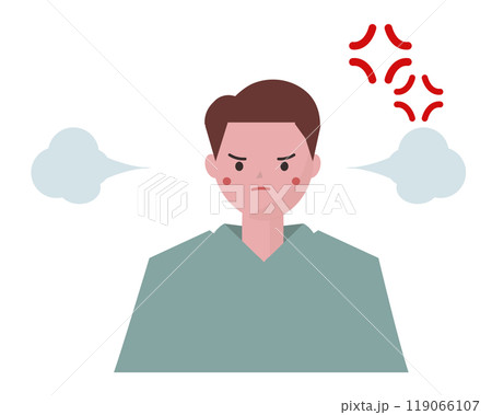 イライラして怒る男性。ベクターイラスト	 119066107