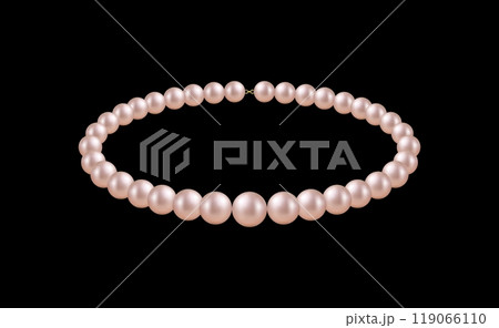 Pearl necklace. Precious white pearl beads. Vector illustration 119066110