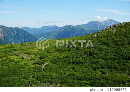 日本最後の秘境　雲ノ平アルプス庭園付近の景観　 119066471