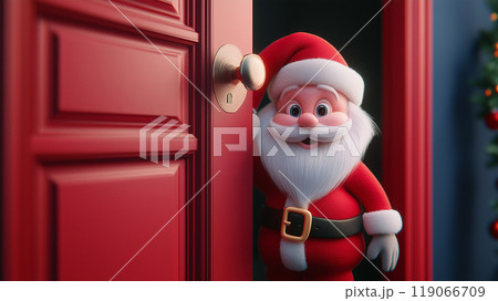赤いとびらを開け覗き込むサンタクロース 赤いとびらを開け覗き込むサンタクロース 119066709