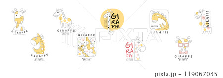 Cute Giraffe Logo and Label Original Design Vector Set Cute Giraffe Logo and Label Original Design Vector Set 119067035