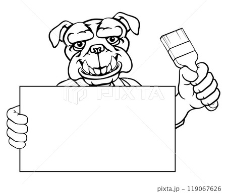 Bulldog Painter Decorator Paint Brush Mascot Man Bulldog Painter Decorator Paint Brush Mascot Man 119067626
