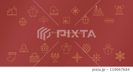 Merry Christmas and Happy New Year web banner, card, poster of gold luxury geometric xmas. Flat abstract modern vector design. Merry Christmas and Happy New Year web banner, card, poster of gold luxury geometric xmas. Flat abstract modern vector design. 119067684