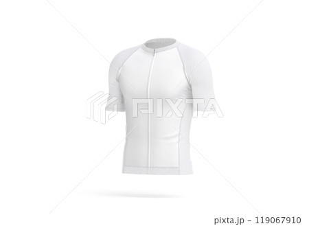 Blank white cycling zip jersey mockup, side view Blank white cycling zip jersey mockup, side view 119067910