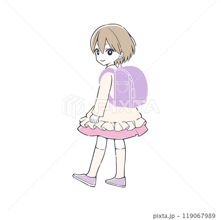 パープル（紫色）系のランドセルを背負った女の子 119067989