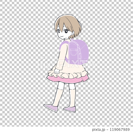 パープル（紫色）系のランドセルを背負った女の子 119067989