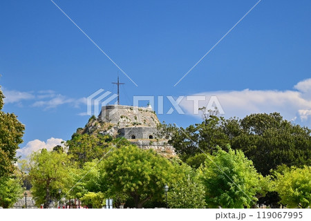 Port in the city of Kerkyra on the island of Corfu - Greece. 119067995