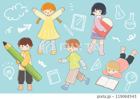 学習と子供たちのイラストセット 学習と子供たちのイラストセット 119068543