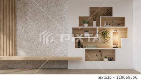 Concept Empty room and wood panels wall background 3D illustration rendering 119068550
