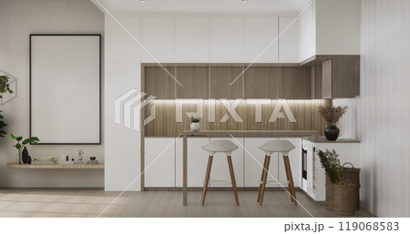Kitchen room modern japanese style .3D rendering 119068583