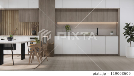 Kitchen room modern japanese style .3D rendering Kitchen room modern japanese style .3D rendering 119068609