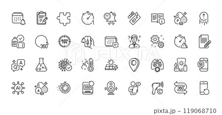 Covid test, Article and Support consultant line icons pack. AI, Question and Answer, Map pin icons. Vaccine announcement, 5g phone, Time management web icon. Vector Covid test, Article and Support consultant line icons pack. AI, Question and Answer, Map pin icons. Vaccine announcement, 5g phone, Time management web icon. Vector 119068710