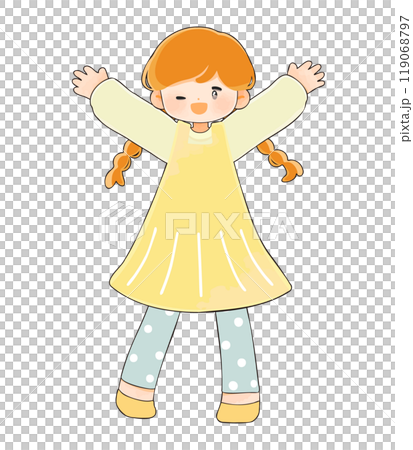 微笑的小女孩舉起雙手 微笑的小女孩舉起雙手 119068797