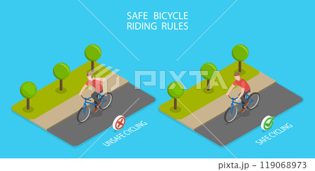 3D Isometric Flat Vector Illustration of Safe Bicycle Riding Rules, Do not Speak Your Phone 3D Isometric Flat Vector Illustration of Safe Bicycle Riding Rules, Do not Speak Your Phone 119068973