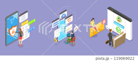 3D Isometric Flat Vector Illustration of Web Security, Protect Your Online Data 119069022