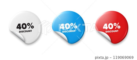 40 percent discount tag. Price tag sticker with offer message. Sale offer price sign. Special offer symbol. Sticker tag banners. Discount label badge. Vector 40 percent discount tag. Price tag sticker with offer message. Sale offer price sign. Special offer symbol. Sticker tag banners. Discount label badge. Vector 119069069