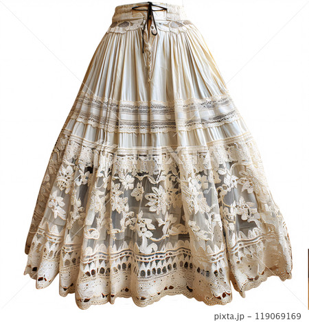 Elegant medieval wide lace skirt showcasing intricate patterns and timeless charm suitable for various historical occasions 119069169
