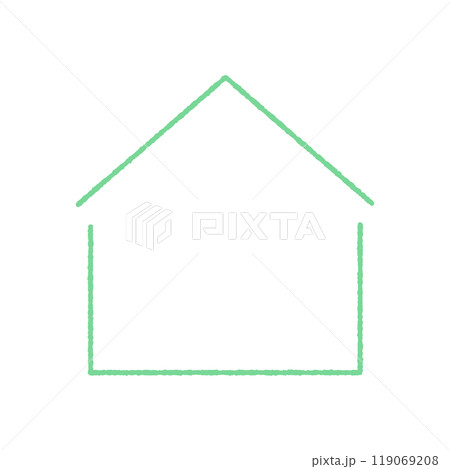 手書きのシンプルな家のシルエットの線アイコン -ホームや一軒家、エコ住宅や家事のイメージ素材 119069208