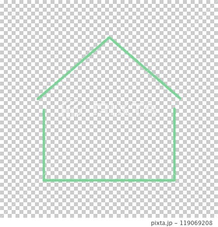 手書きのシンプルな家のシルエットの線アイコン -ホームや一軒家、エコ住宅や家事のイメージ素材 119069208