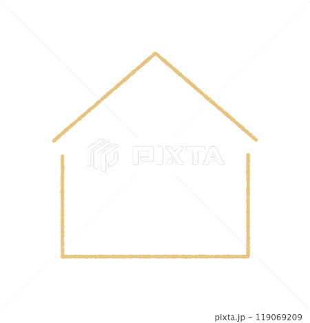 手書きのシンプルな家のシルエットの線アイコン -ホームや一軒家、不動産や木造住宅のイメージ素材 119069209