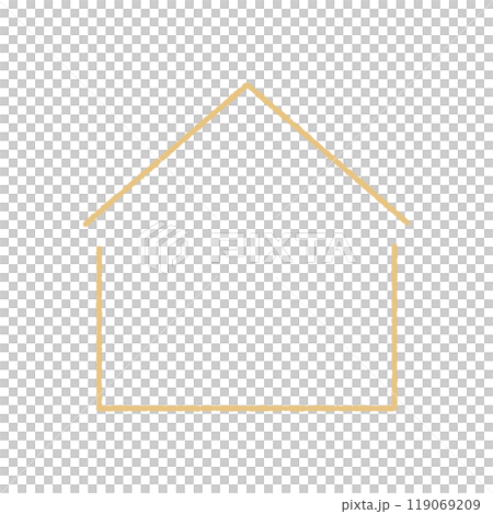 手書きのシンプルな家のシルエットの線アイコン -ホームや一軒家、不動産や木造住宅のイメージ素材 119069209