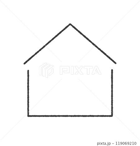 手書きのシンプルな家のシルエットの線アイコン -ホームや一軒家、不動産や家事のイメージ素材 119069210