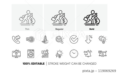 Chemistry lab, Work home and Verify line icons. Pack of Bell, Dryer machine, Crowdfunding icon. Kpi, 24h service, Salary pictogram. Share call, Time, Idea gear. Vip access. Line icons. Vector Chemistry lab, Work home and Verify line icons. Pack of Bell, Dryer machine, Crowdfunding icon. Kpi, 24h service, Salary pictogram. Share call, Time, Idea gear. Vip access. Line icons. Vector 119069269