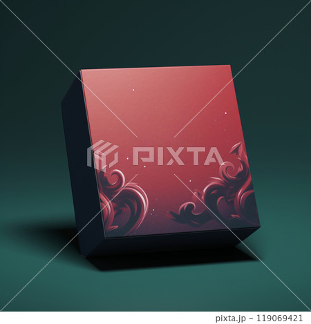 Logo mockup on gift box. Top view of your logo in reality. PSD format. For shop, business, handmade 119069421