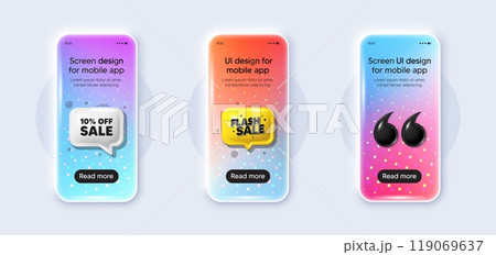 Phone 3d mockup gradient screen. Sale 10 percent off discount. Promotion price offer sign. Retail badge symbol. Sale phone mockup message. Flash sale chat speech bubble. Yellow text box app. Vector Phone 3d mockup gradient screen. Sale 10 percent off discount. Promotion price offer sign. Retail badge symbol. Sale phone mockup message. Flash sale chat speech bubble. Yellow text box app. Vector 119069637