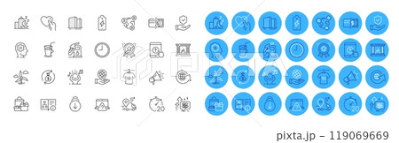 Delivery, Brain working and Time line icons pack. Fireplace, Stress grows, Video conference web icon. World globe, Buildings, Payment methods pictogram. Petrol station, Loyalty award, Noise. Vector 119069669