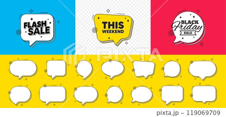 Black friday chat speech bubble. This weekend tag. Special offer sign. Sale promotion symbol. This weekend chat message. Flash sale speech bubble banner. Offer text balloon. Vector Black friday chat speech bubble. This weekend tag. Special offer sign. Sale promotion symbol. This weekend chat message. Flash sale speech bubble banner. Offer text balloon. Vector 119069709
