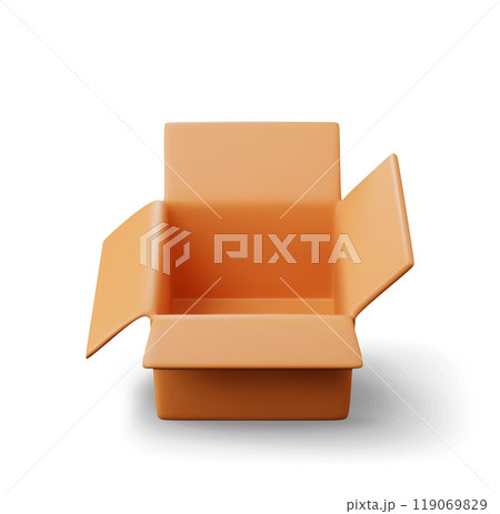 3D carton packaging box isolated on white. 3D carton packaging box isolated on white. 119069829
