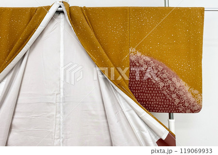 Colorful kimono robe on a hanger, promo photo for an online women's clothing store 119069933